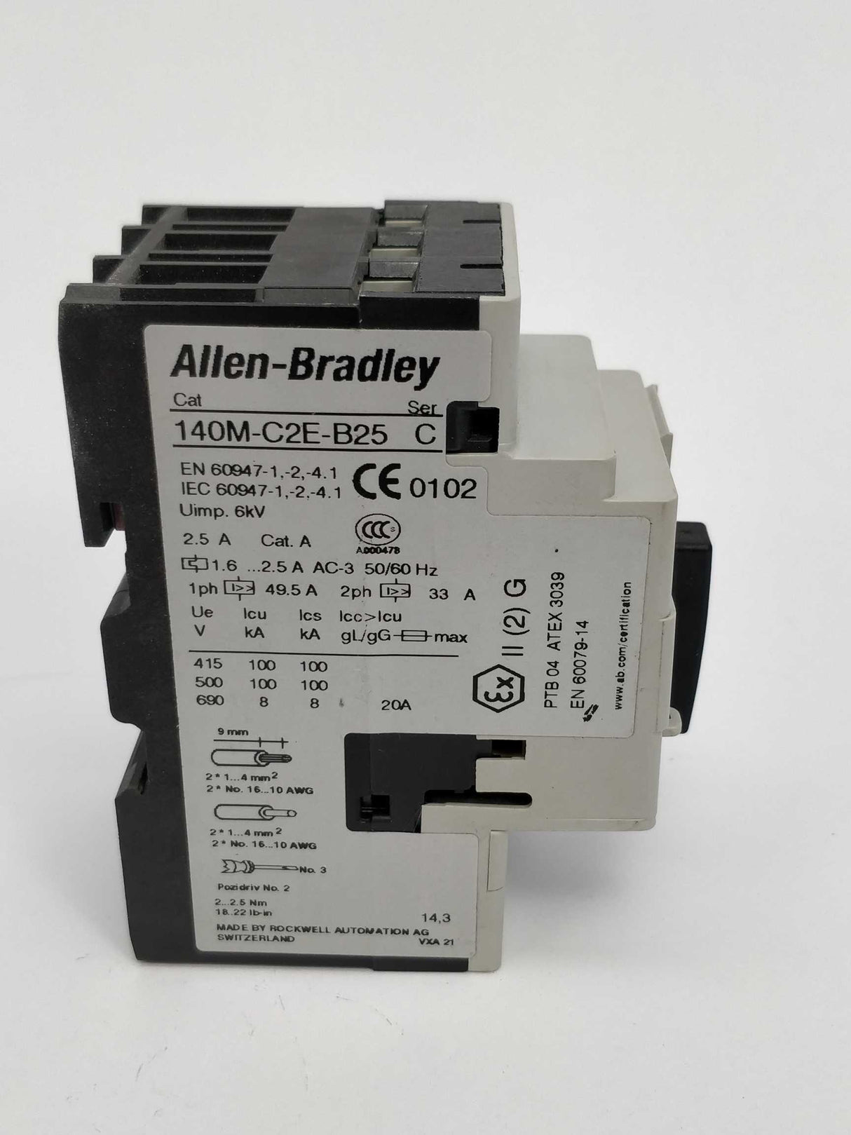 AB 140M-C2E-B25 Motor protector circuit breaker, Not used.