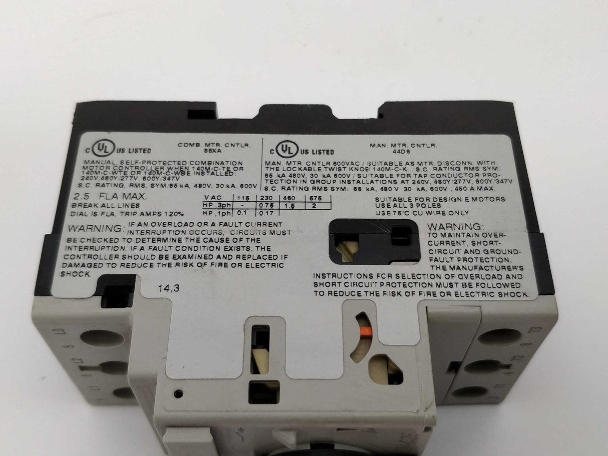 AB 140M-C2E-B25 Motor protector circuit breaker, Not used.