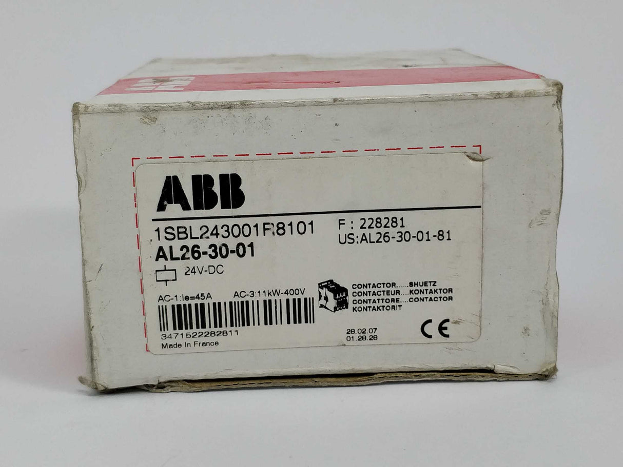 ABB 1SBL243001R8101 AL26-30-01 24V DC Contactor