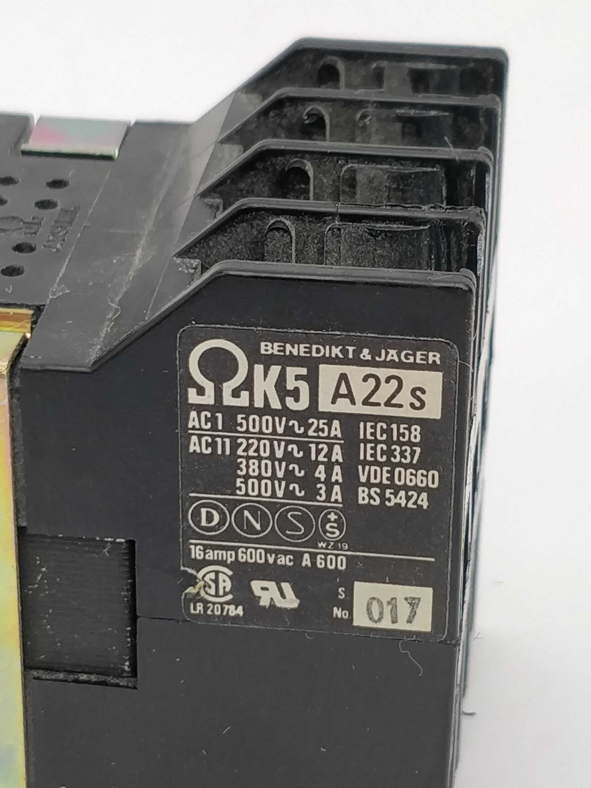 Benedikt & Jäger K5A22S 22E Contactor 600VAC 16A