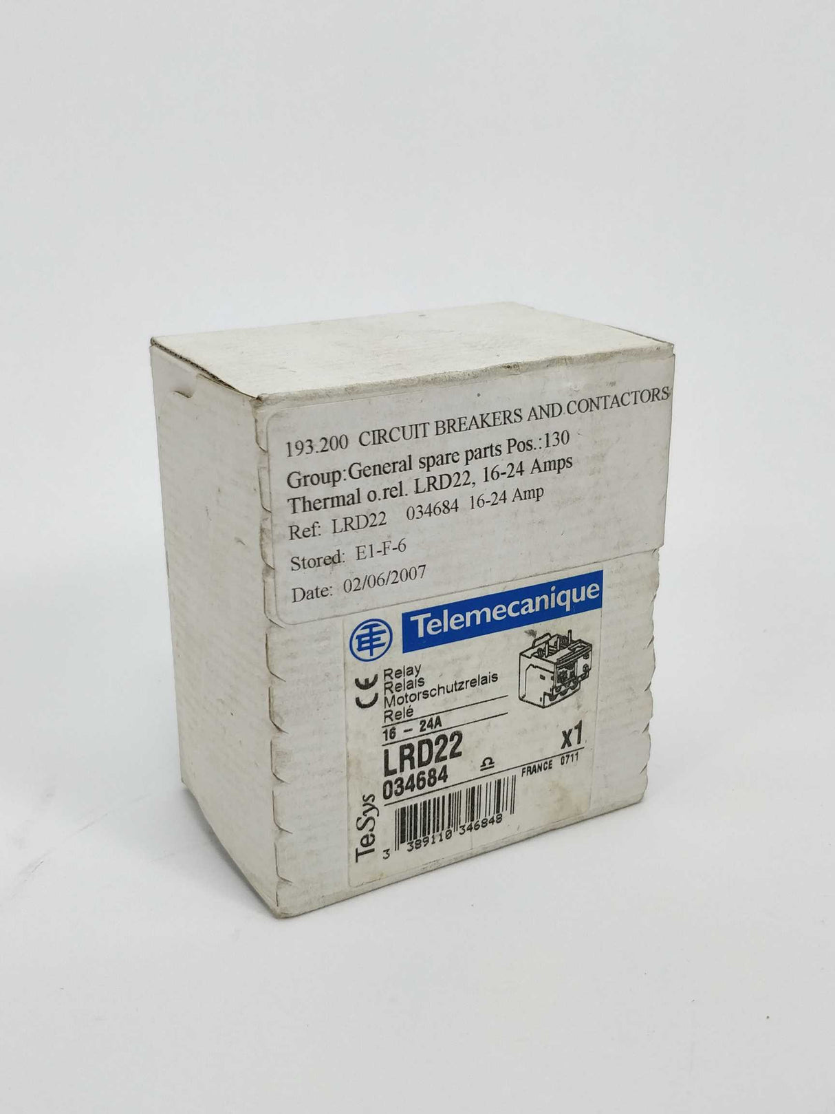 TELEMECANIQUE LRD22 034684, Motor protection relay