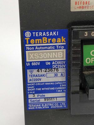 TERASAKI XS30NNB TemBreak Circuit Breaker 30A