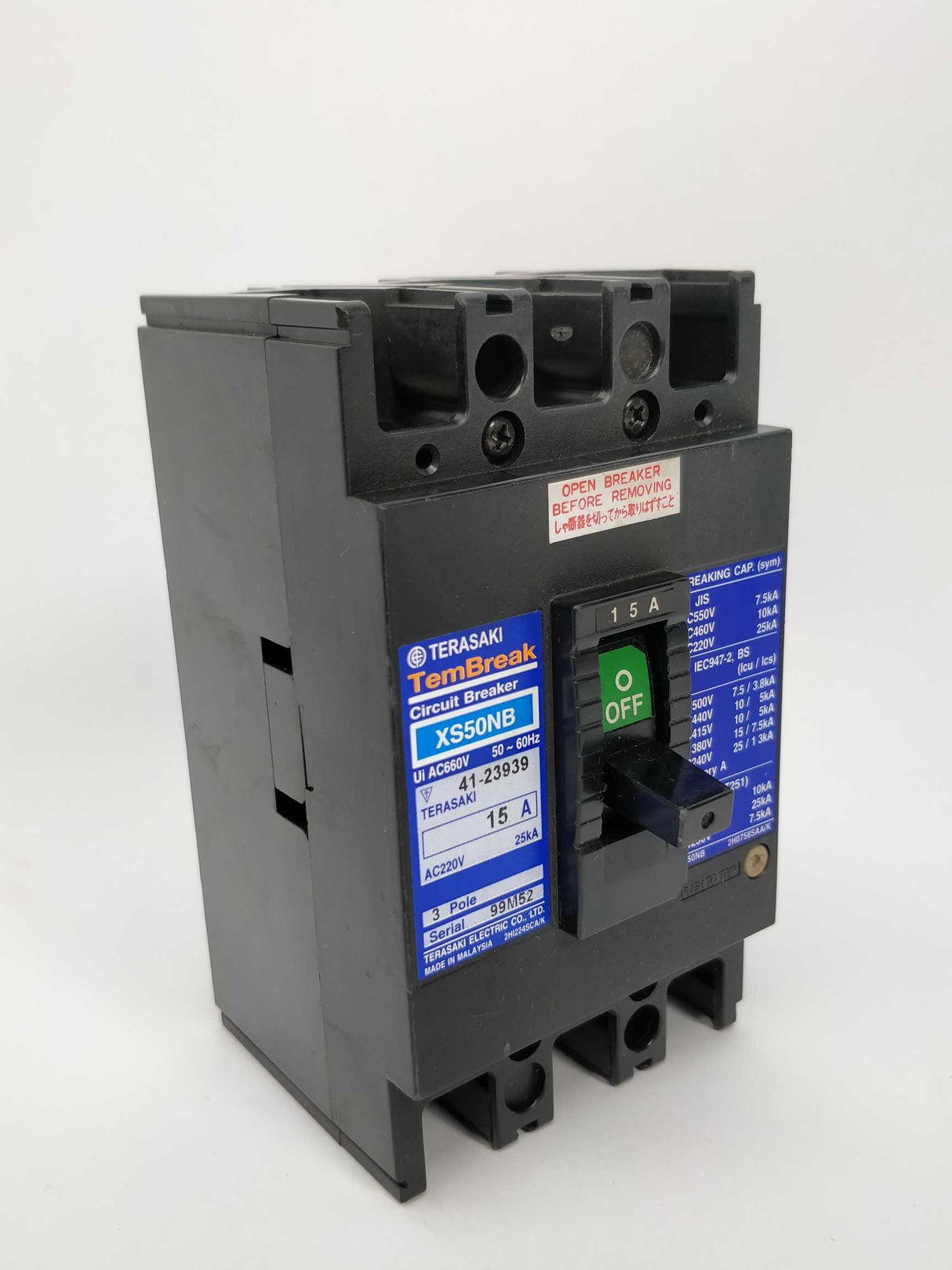 TERASAKI XS50NB TemBreak Circuit Breaker 15A