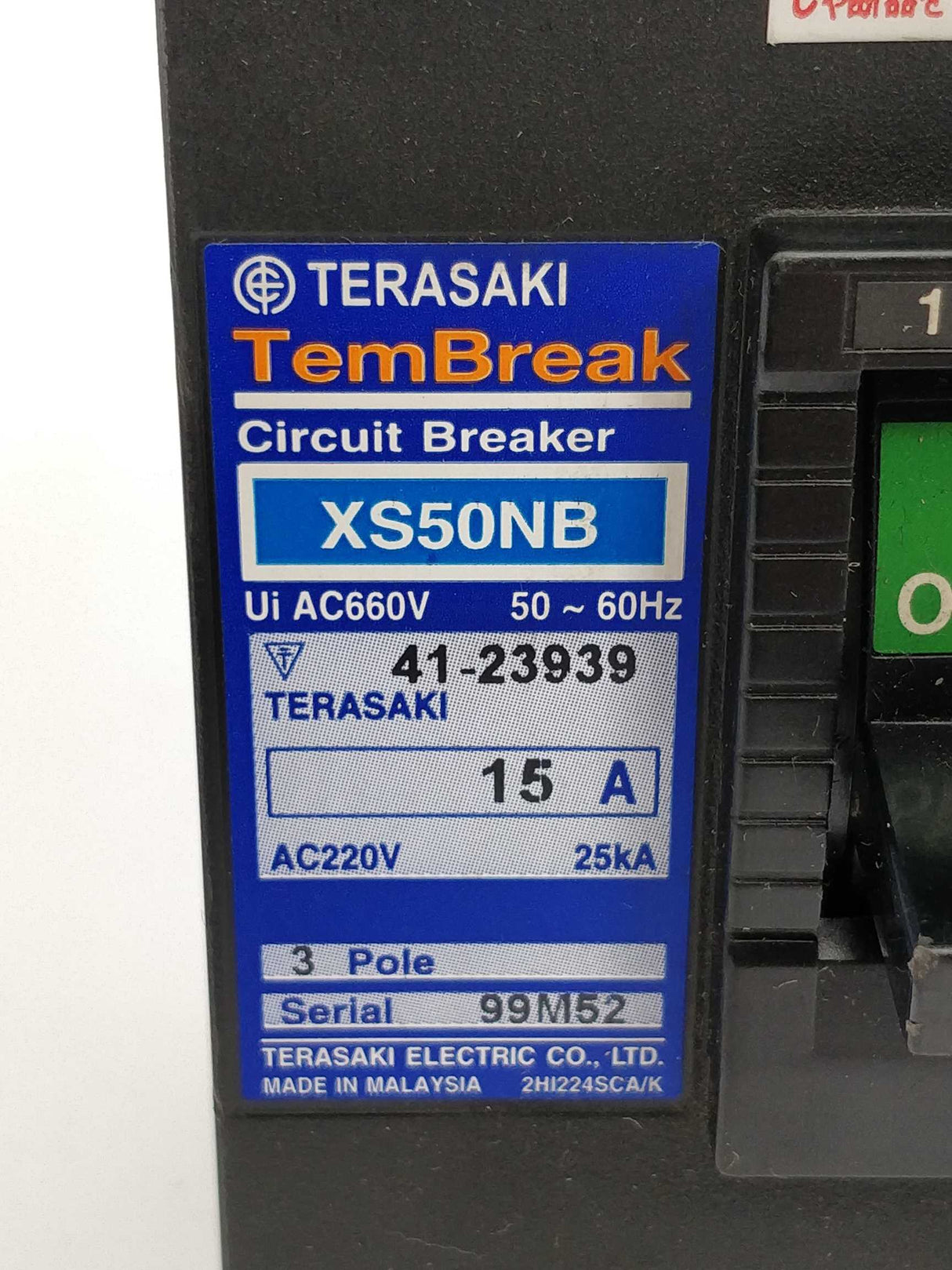 TERASAKI XS50NB TemBreak Circuit Breaker 15A