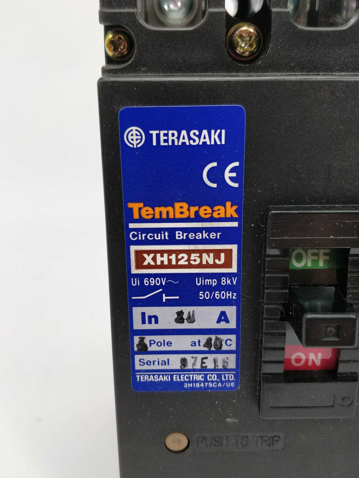 TERASAKI XH125NJ TemBreak Circuit Breaker 20A