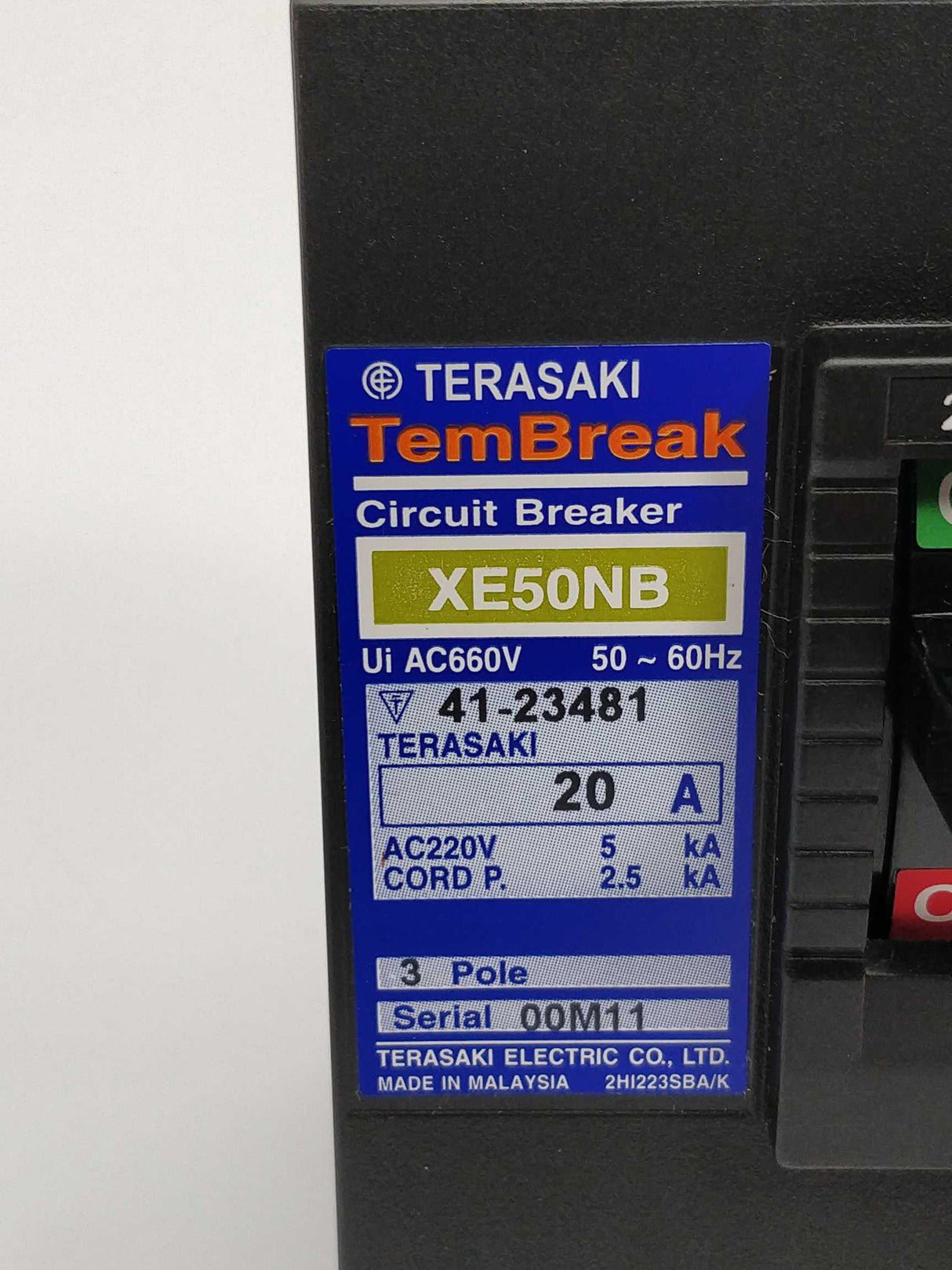 TERASAKI XE50NB TemBreak Circuit Breaker 20A