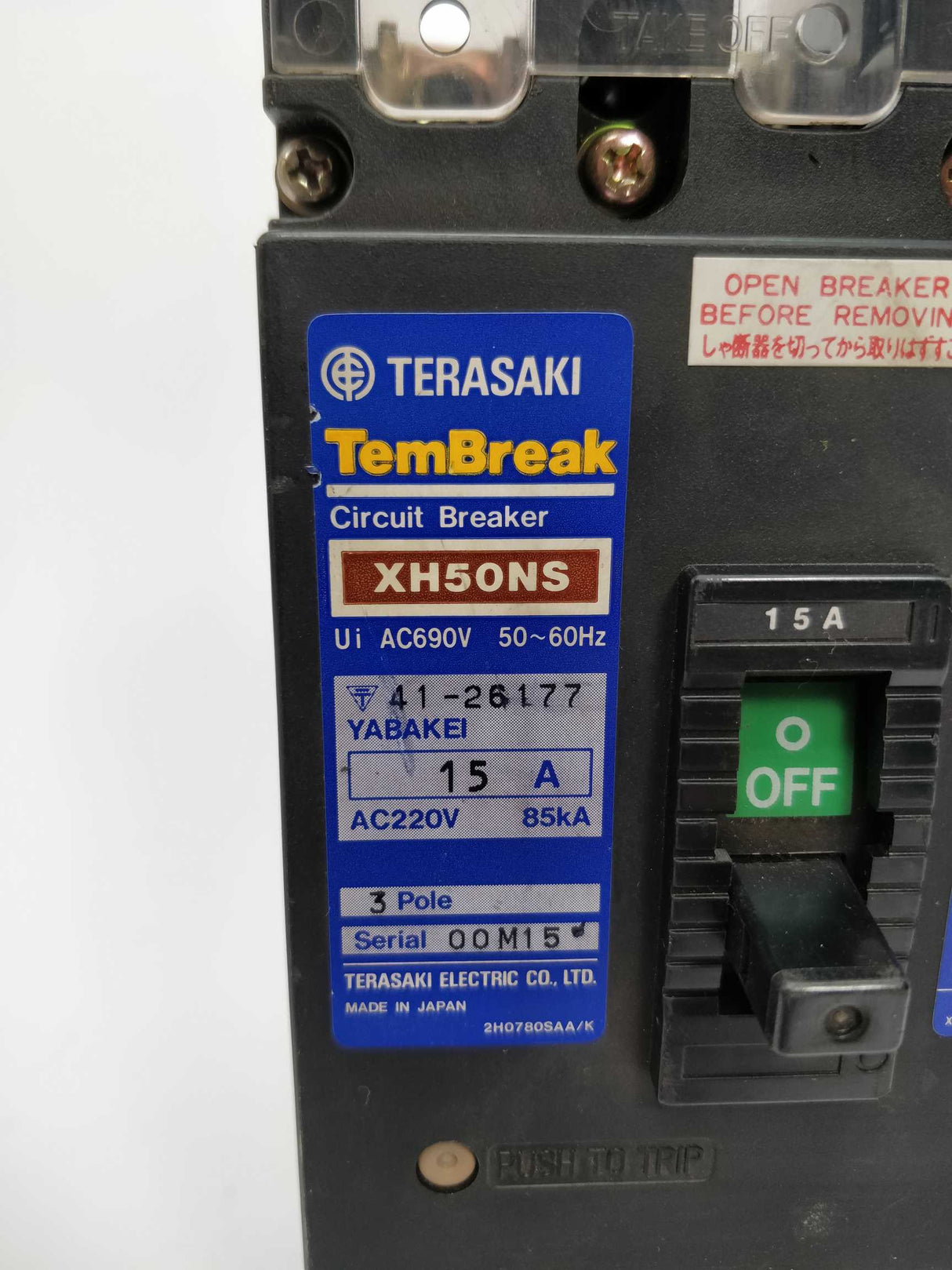 TERASAKI XH50NS TemBreak Circuit Breaker 15A