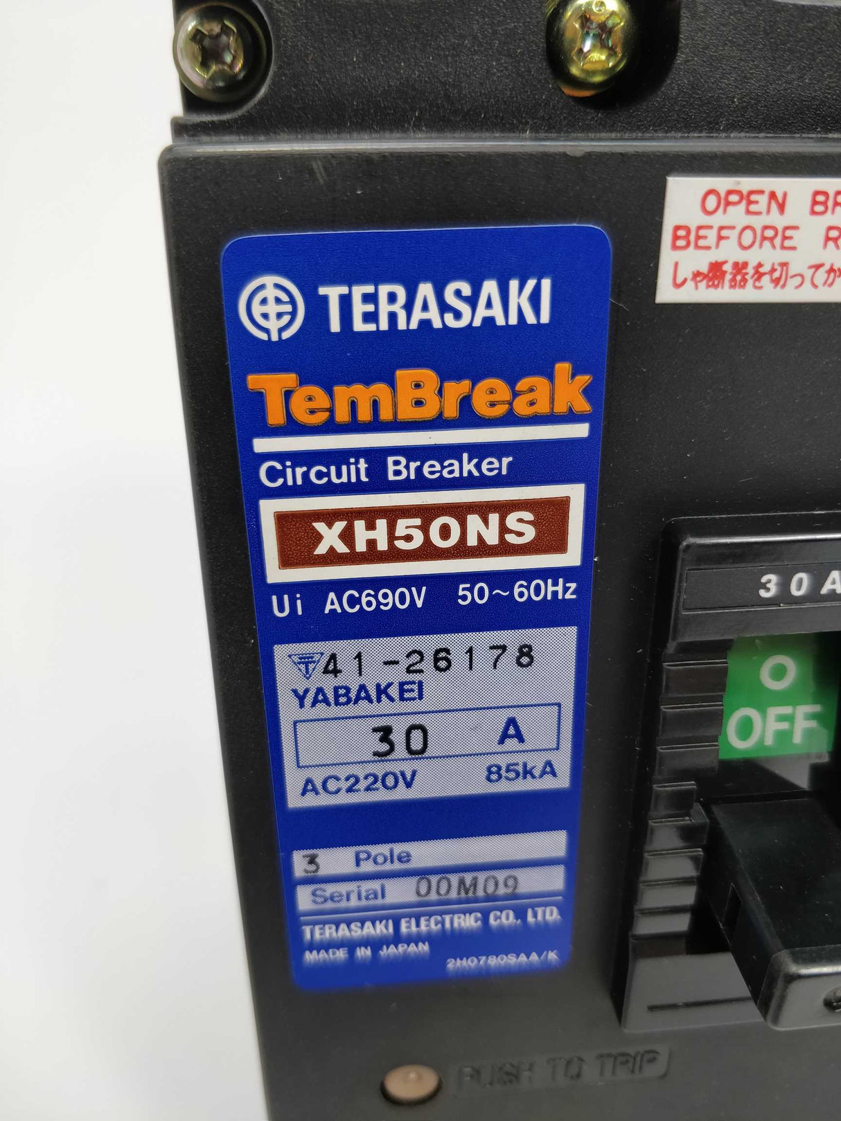 TERASAKI XH50NS TemBreak Circuit Breaker 30A