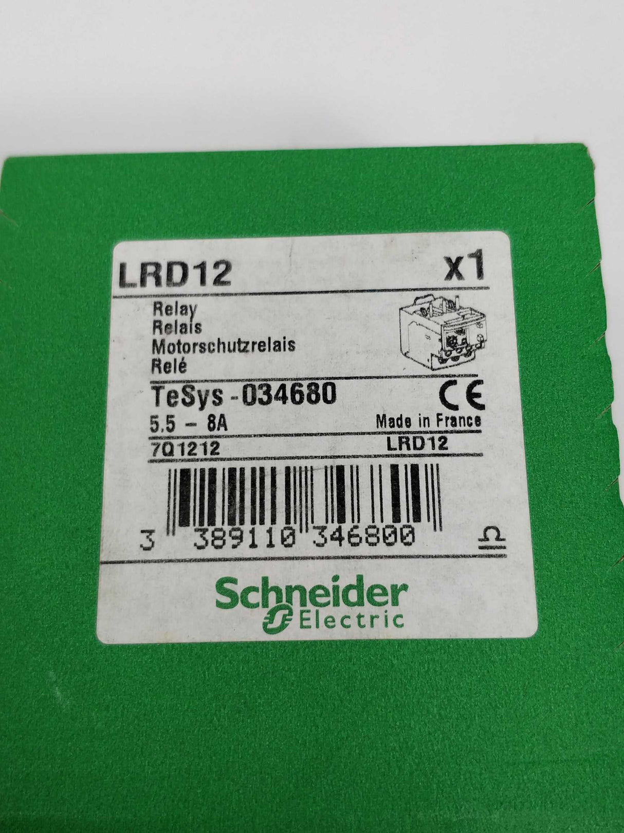 Schneider Electric LRD12 TeSys 034680 5.5-8A Relay