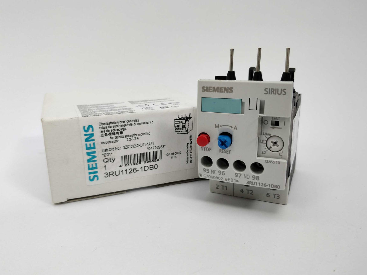 Siemens 3RU1126-1DB0 Overload relay 2.2-3.2A