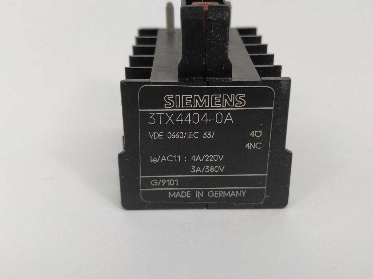 Siemens 3TX4404-0A AUXILIARY CONTACTS BLOCK