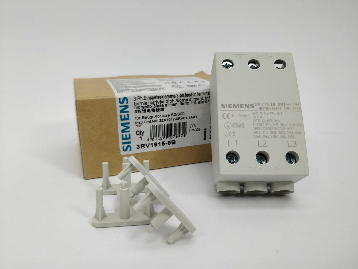 Siemens 3RV1915-5B 3-Phase feed-in terminal