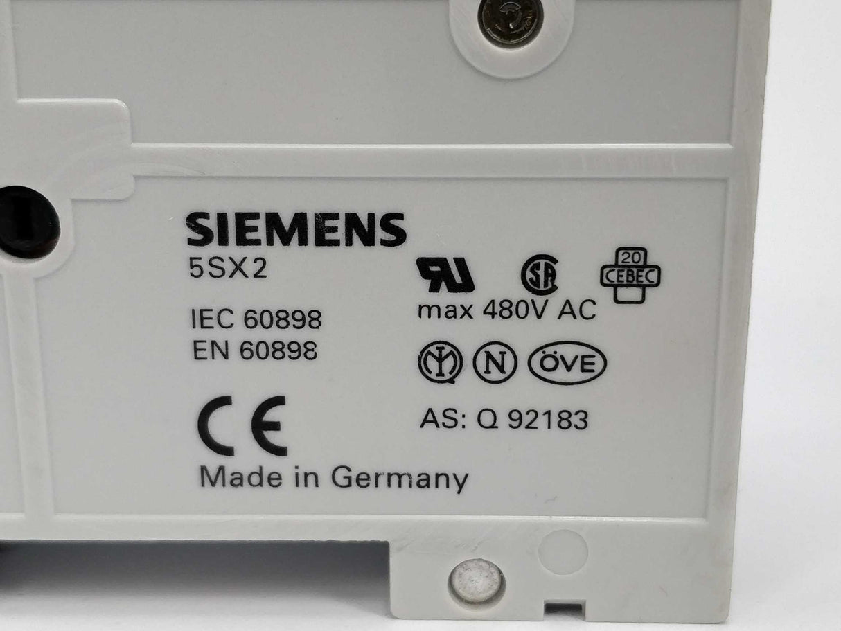 Siemens 5SX2220-7 Circuit breaker 400V, 6KA, 2-POLE, C, 20A