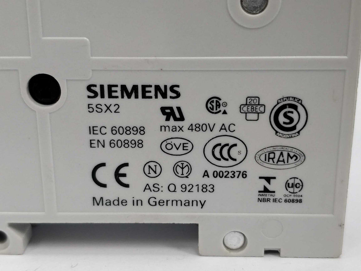 Siemens 5SX2213-7 Circuit breaker T55 400V, 6KA, 2P, 13A