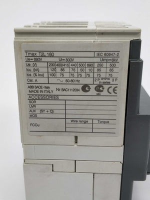 ABB TMD 20-500A Tmax T2L160 Circuit breaker