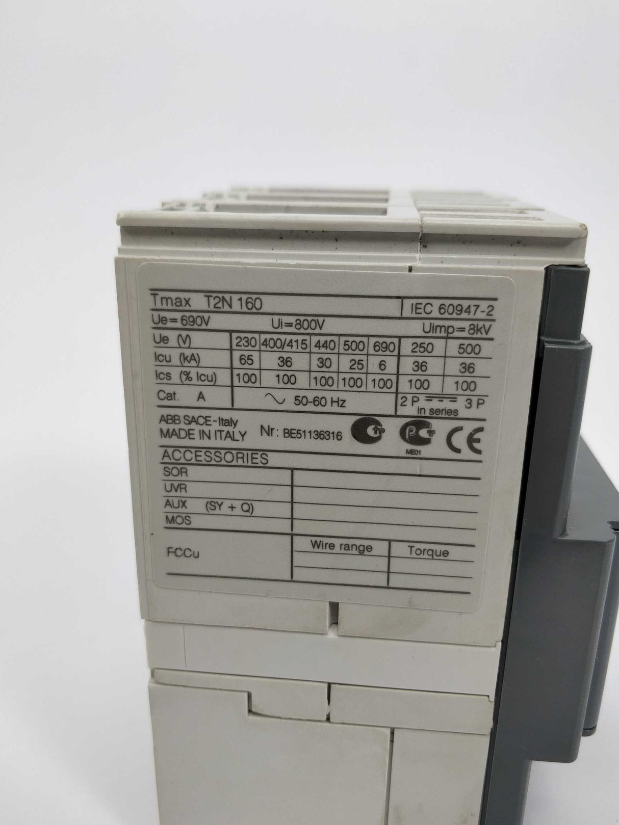 ABB TMD 100-1000A Tmax T2N160 Circuit breaker