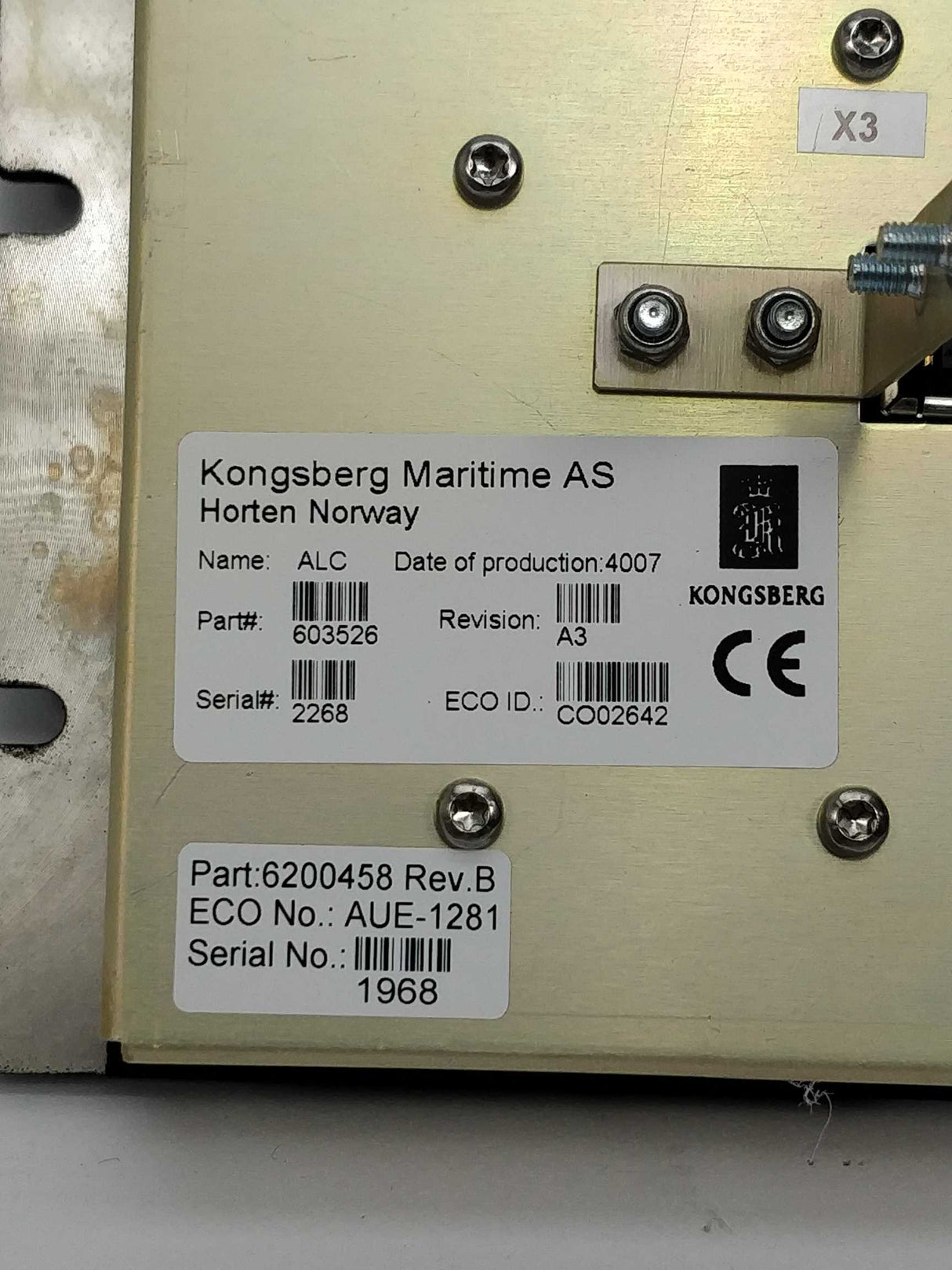 Kongsberg Maritime 603526 ALC rev A3 6200458 rev B