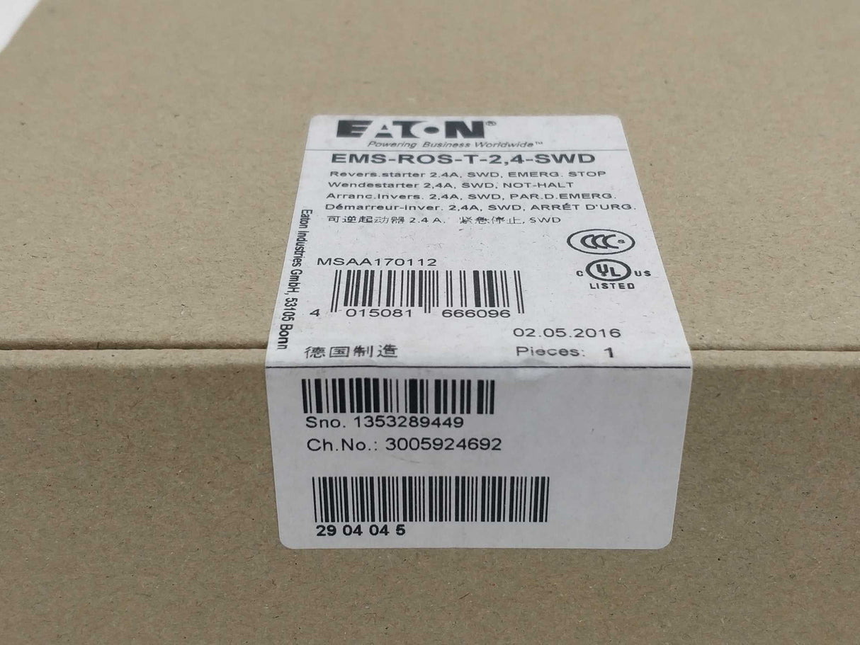 Eaton Eaton EMS-ROS-T-2,4-SWD. 170112 EMS-ROS-T-2,4-SWD Electric Motor Starter