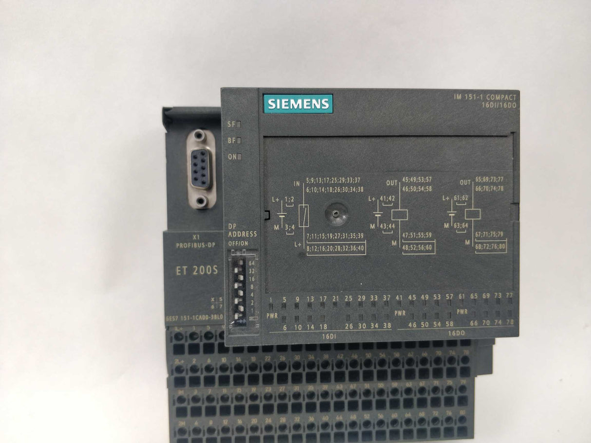 Siemens 6ES7151-1CA00-3BL0 ET200S Compact 16 DI/16 DQ STD 24 V DC