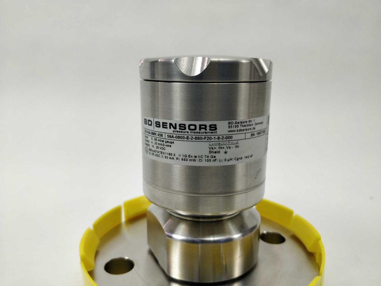 BD Sensors DX14A-DMK 458 59A-0800-E-2-880-F20-1-8-2-000 Pressure Transmitter