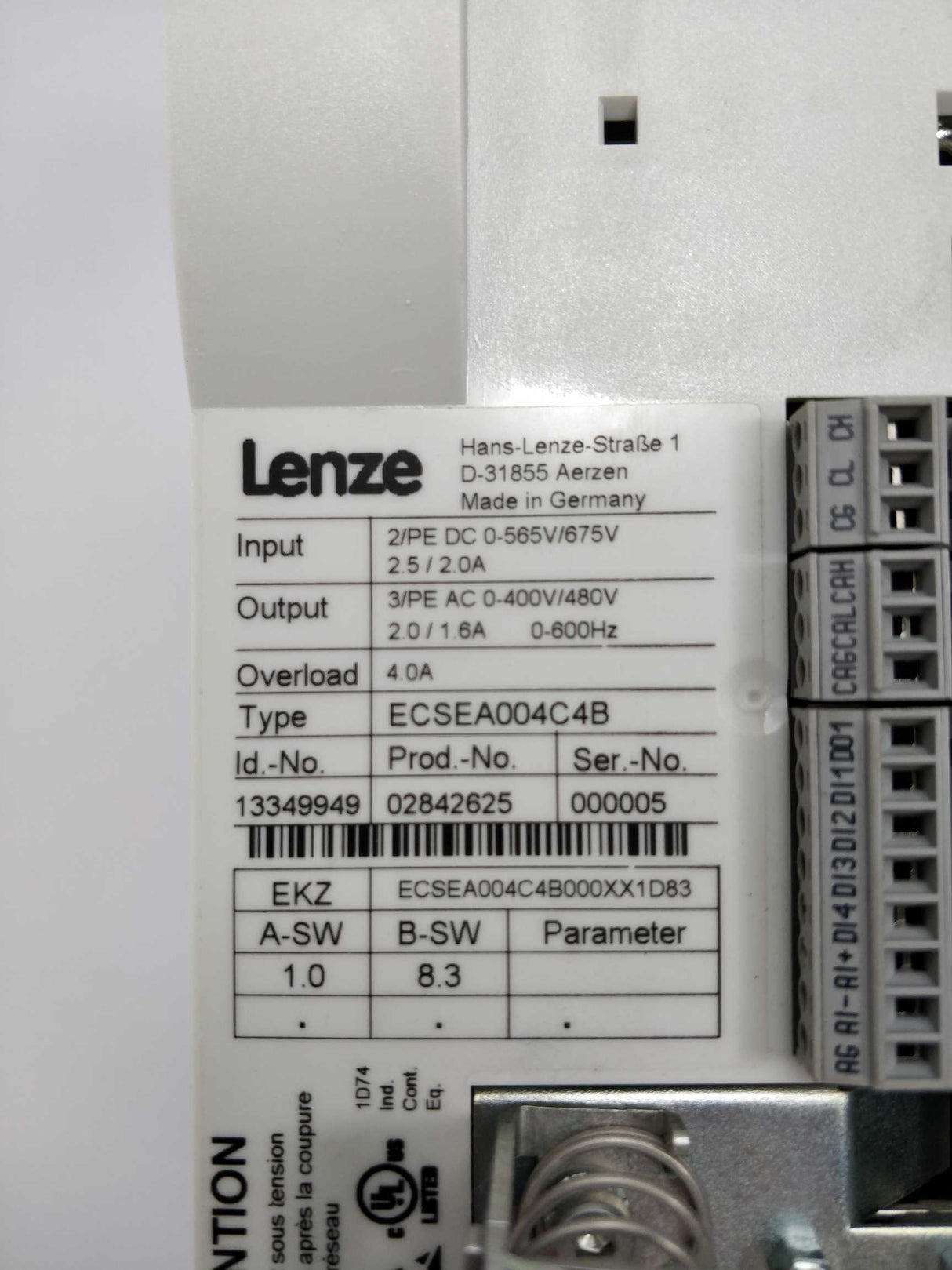 LENZE 13349949 ECSEA004C4B Servo Drive Module 0-600Hz