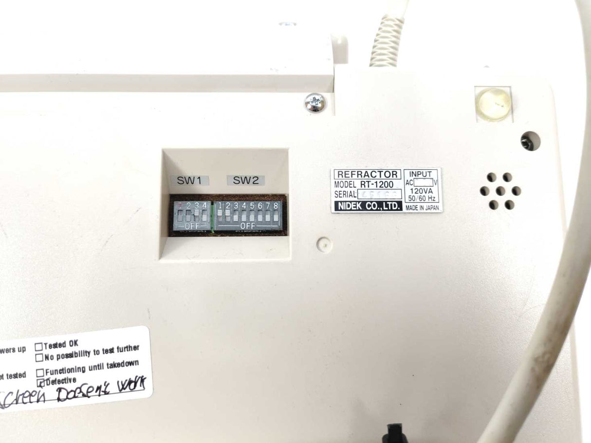 Nidek RT1200U Refractor Control Panel FOR SPARE PARTS