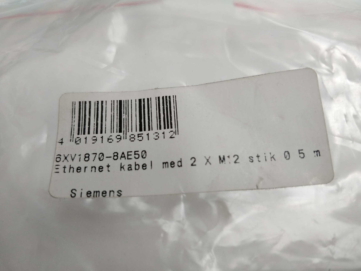 Siemens 6XV1870-8AE50 Ethernet Cable with 2 X M12