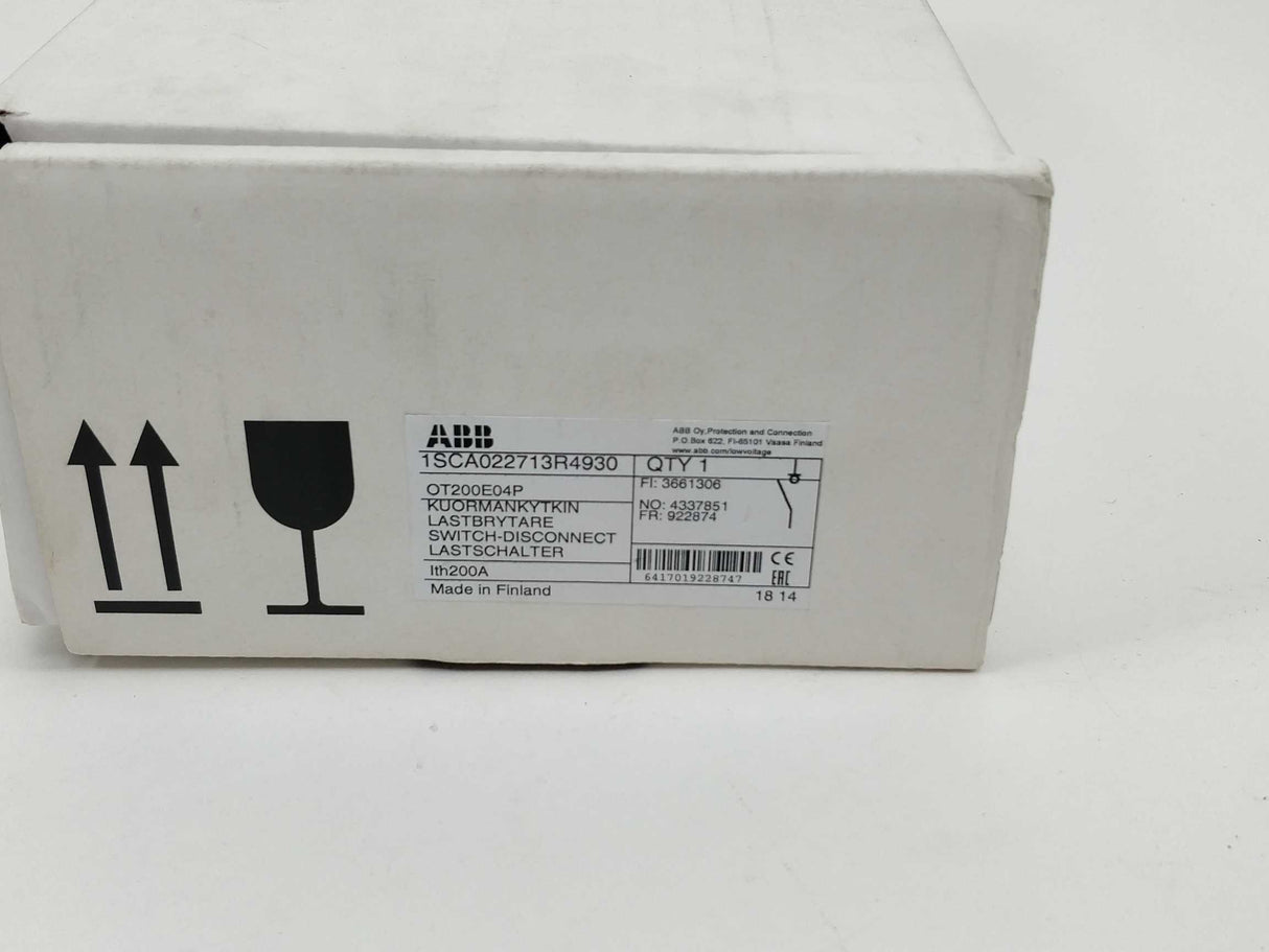 ABB 1SCA022713R4930 OT200E04 Switch-Disconnect, with OHB 65J6