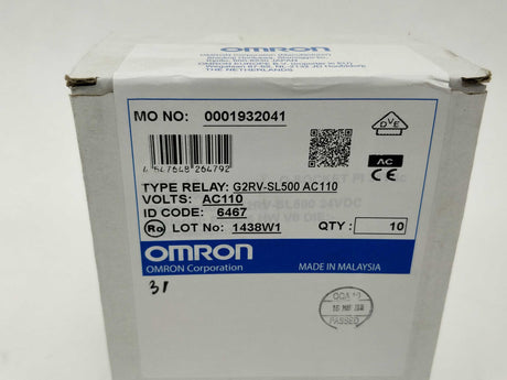 OMRON G2RV-SL500 AC110 Industrial Relay & Socket. 110VAC 10 Pcs.