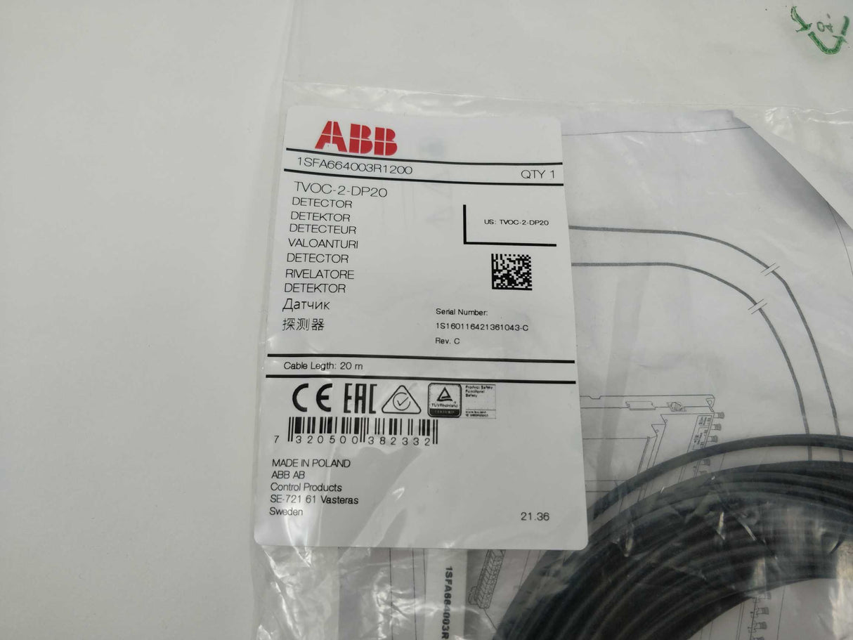 ABB 1SFA664003R1200 TVOC-2-DP20 Detector cable 20 m.