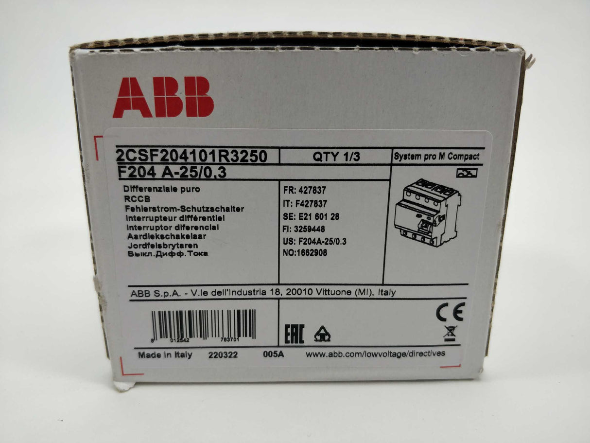 ABB 2CSF204101R3250 F204 A-25/0.3