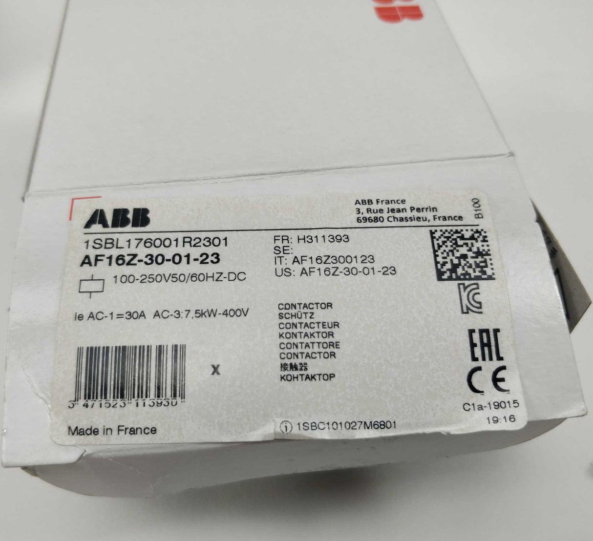 ABB 1SBL176001R2301 AF16Z-30-01-23 100-250V50/60HZ-DC Contactor