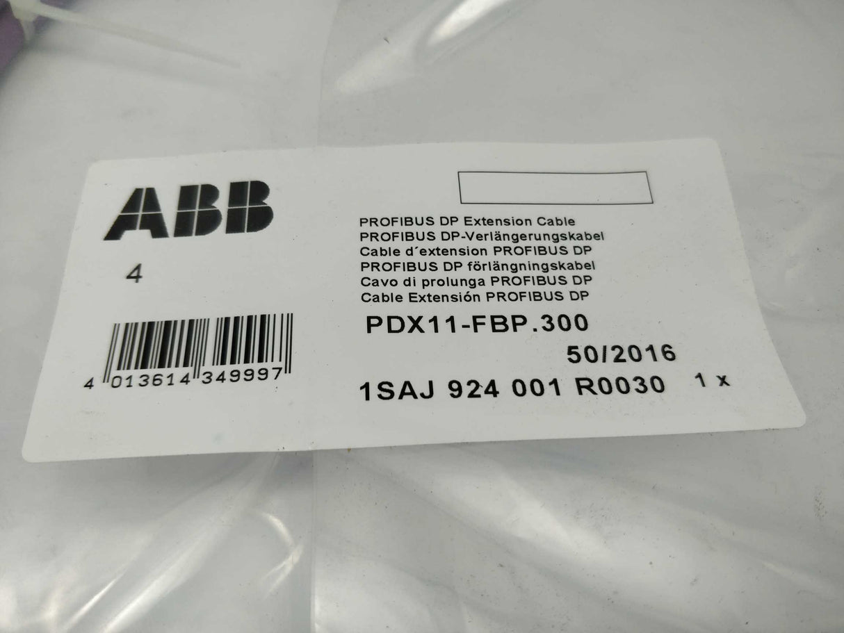 ABB 1SAJ924001R0030 PDX11-FBP.300 PROFIBUS DP Extension Cable 3m