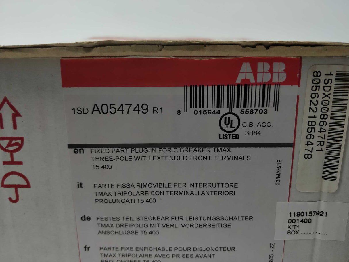 ABB 1SDA054749R1 FIXED PART PLUG-IN FOR C.BREAKER