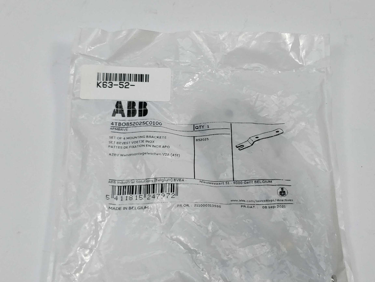 ABB 4TBO852025C0100 SET OF 4 MOUNTING BRACKETS