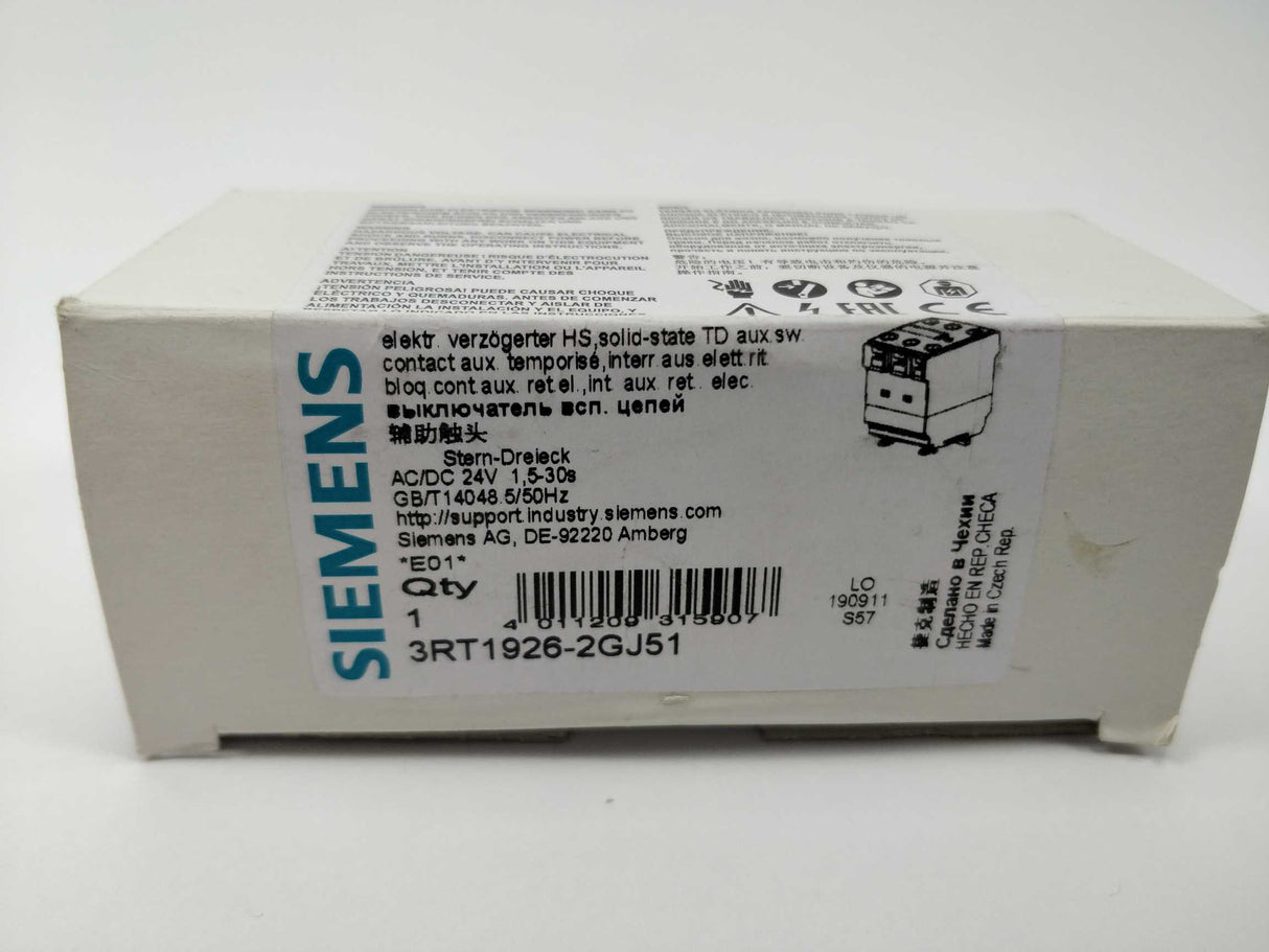 Siemens 3RT1926-2GJ51 Time-delayed Auxiliary Switch