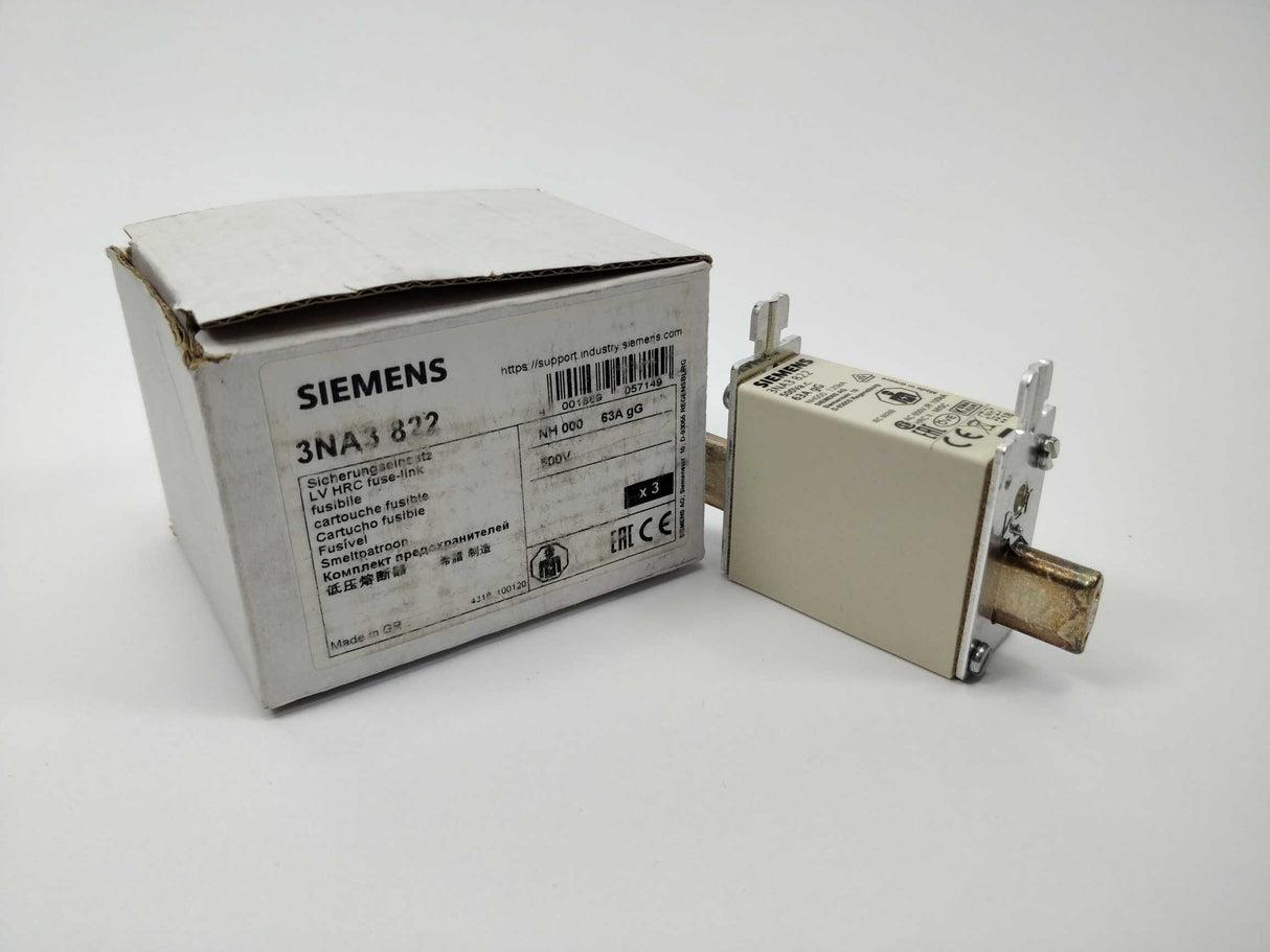 Siemens 3NA3822 Fuse-link 500V 3 Pcs.