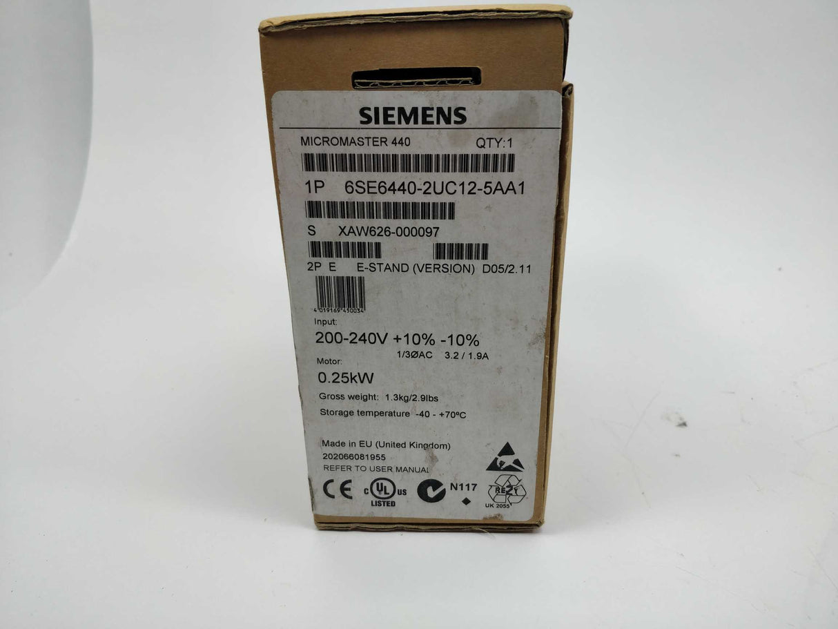 Siemens 6SE6440-2UC12-5AA1 MICROMASTER 440