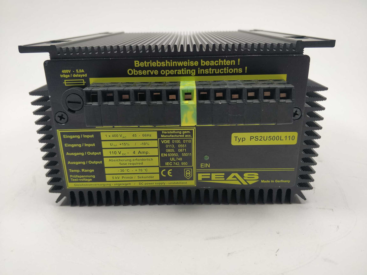 Feas PS2U500L110 Power Supply. 400VAC to 110VDC 4A