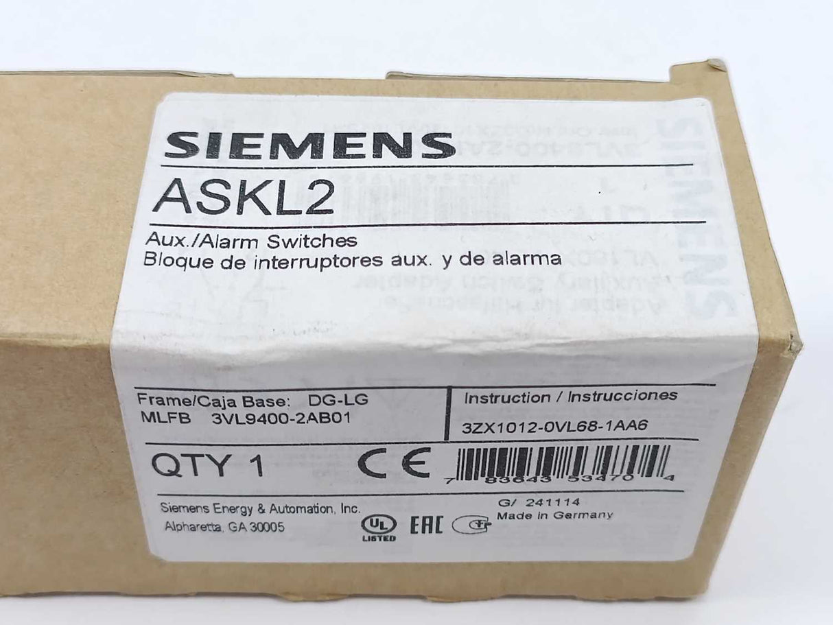 Siemens ASKL2 Aux/Alarm switches