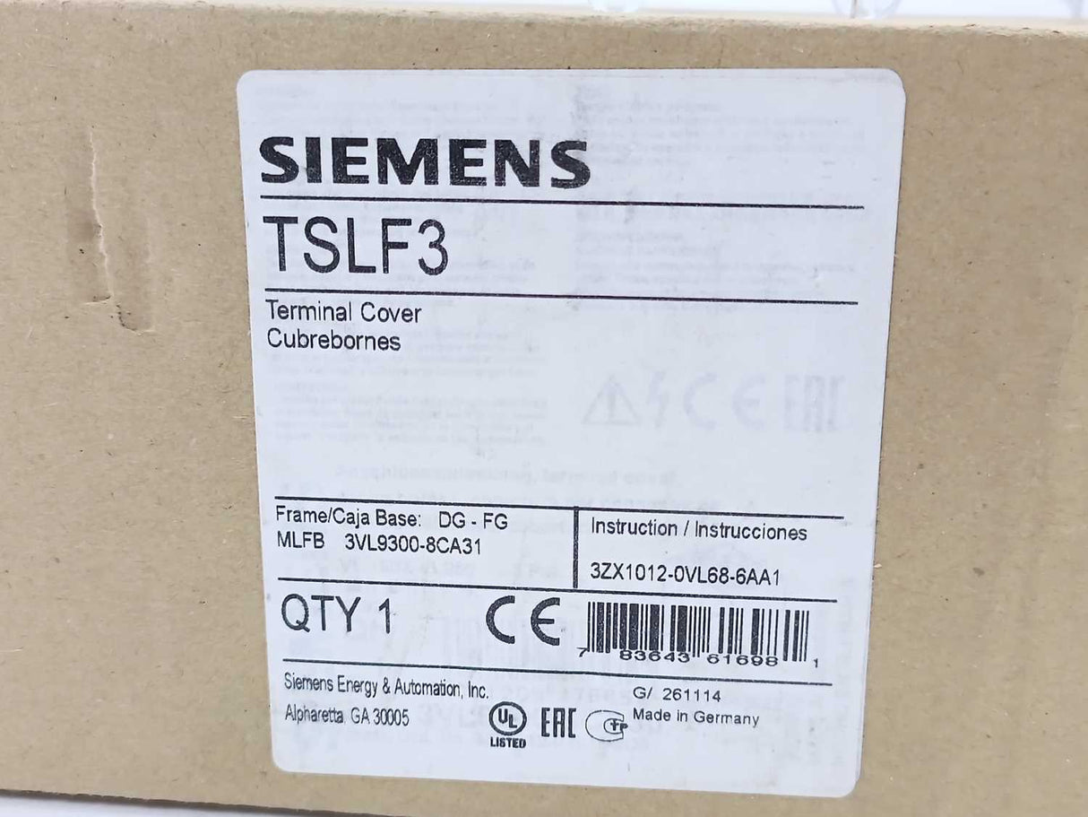 Siemens 3VL9300-8CA31 TSLF3 Terminal Covers 2 covers 3-pole