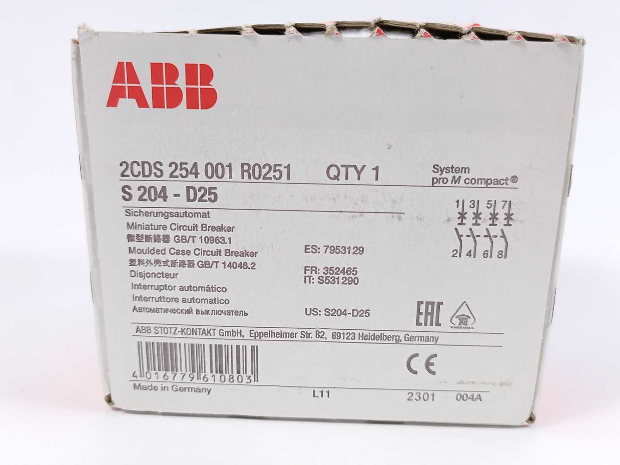 ABB 2CDS254001R0251 S204 - D25, 400V