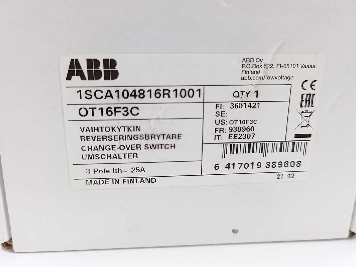 ABB 1SCA104816R1001 3-Pole, lth= 25A, 50-60Hz