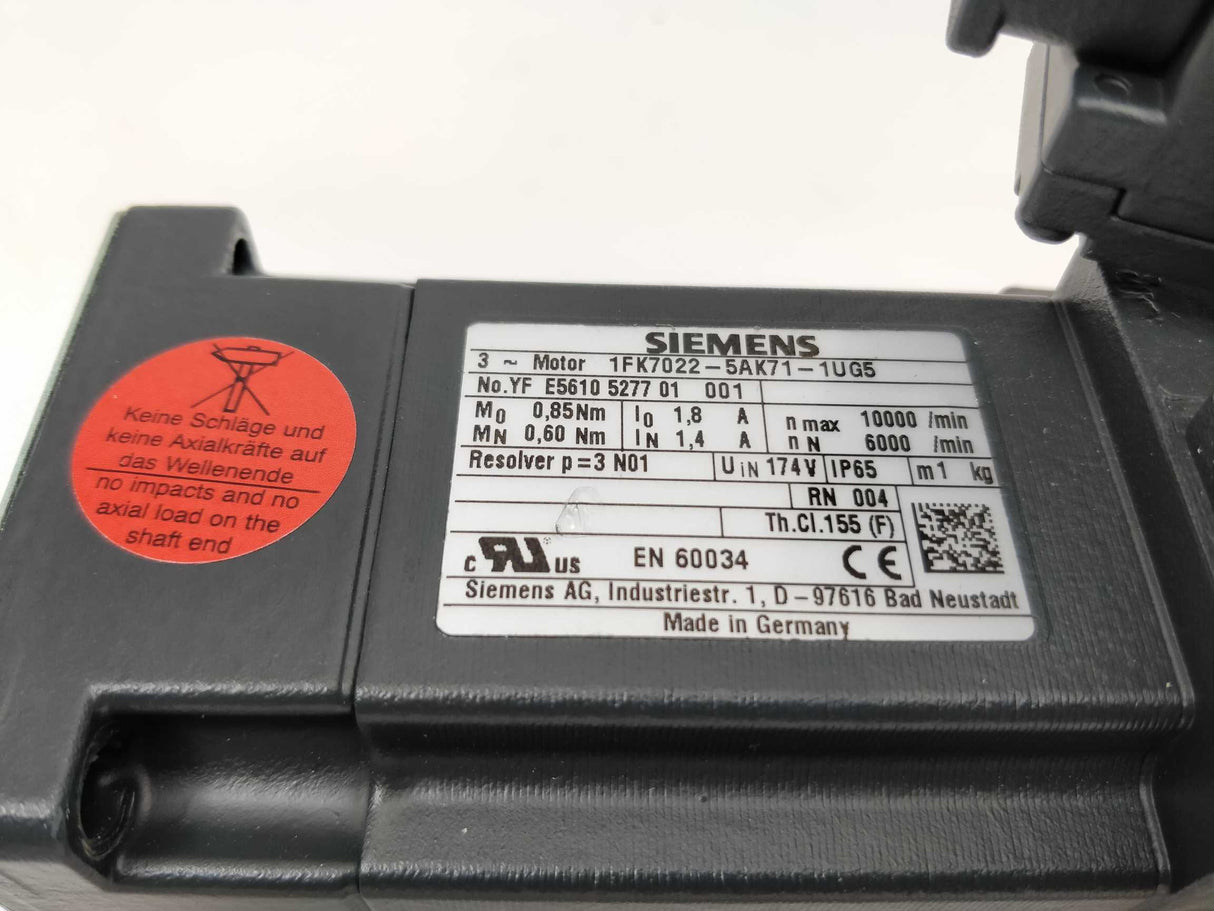 Siemens 1FK7022-5AK71-1UG5 Synchronous servo motor