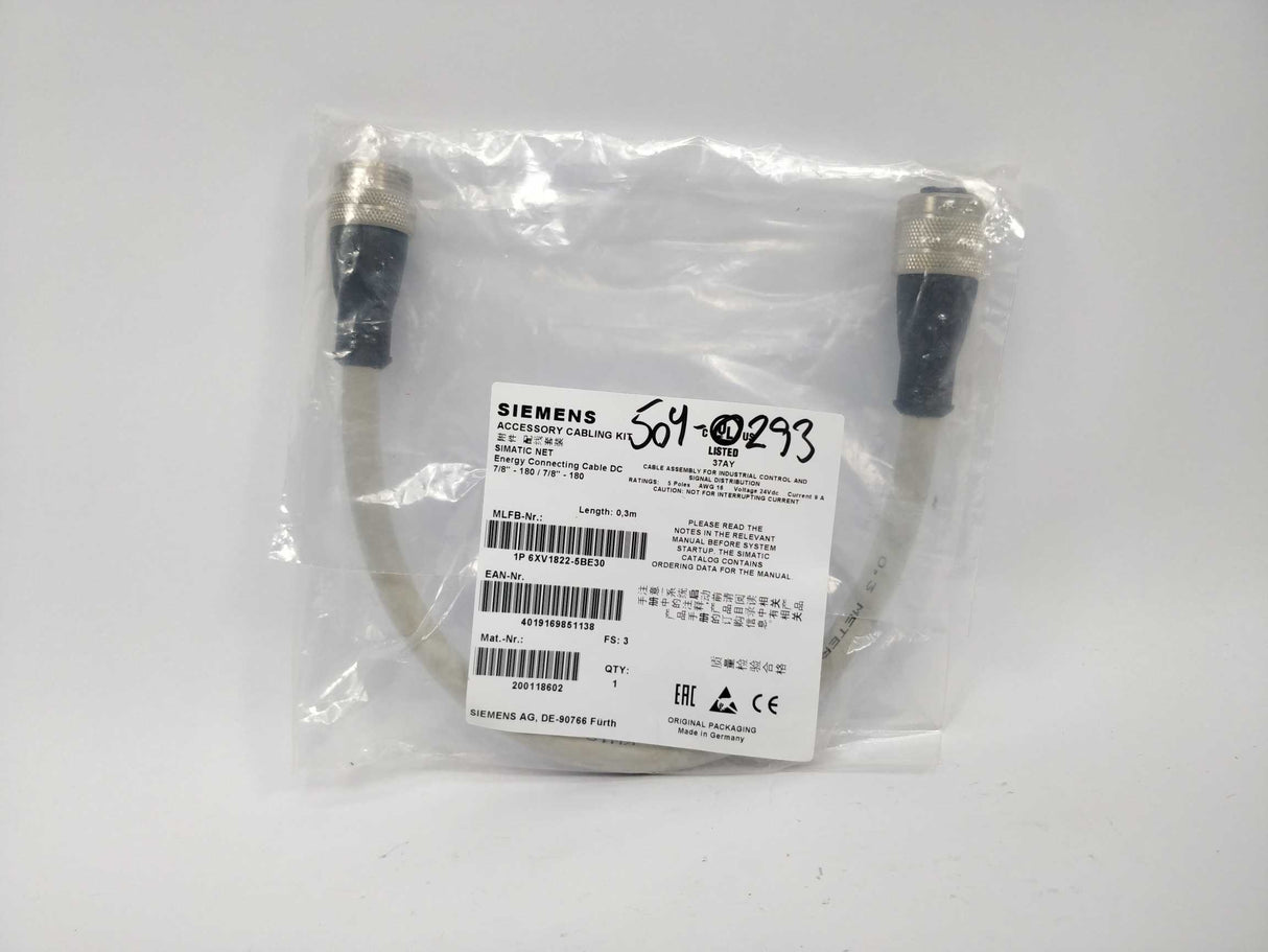 Siemens 6XV1822-5BE30 Connecting Cable 7/8" 0,3m