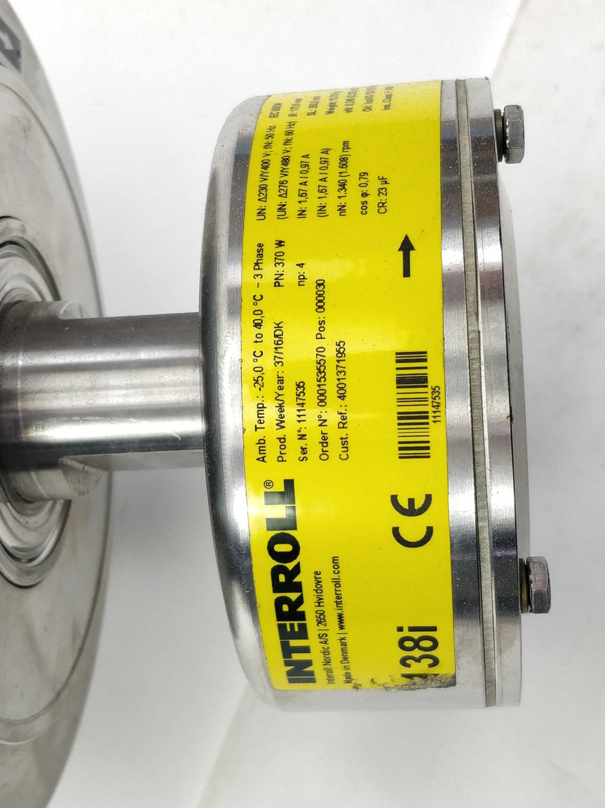 Interroll 138i Drum Motor 3 Phase - Ø 173,0mm SL 350,0mm