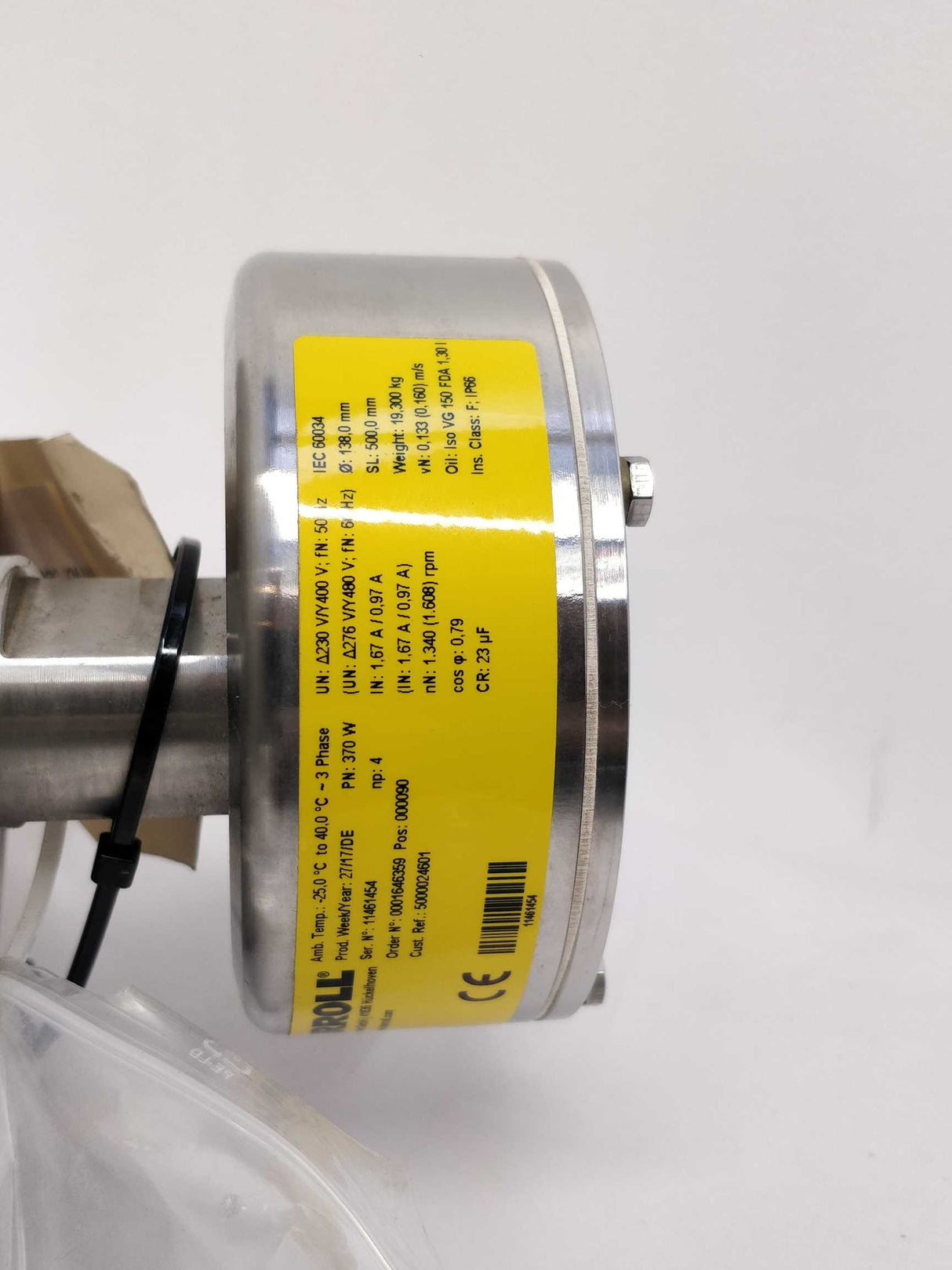 Interroll 138i Drum Motor 3 Phase - Ø 138,0mm SL 500,0mm