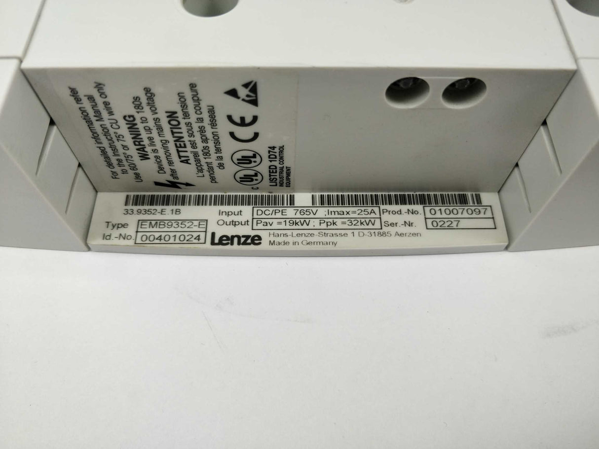 LENZE EMB9352-E Brake module DC/PE 765V Imax 25A