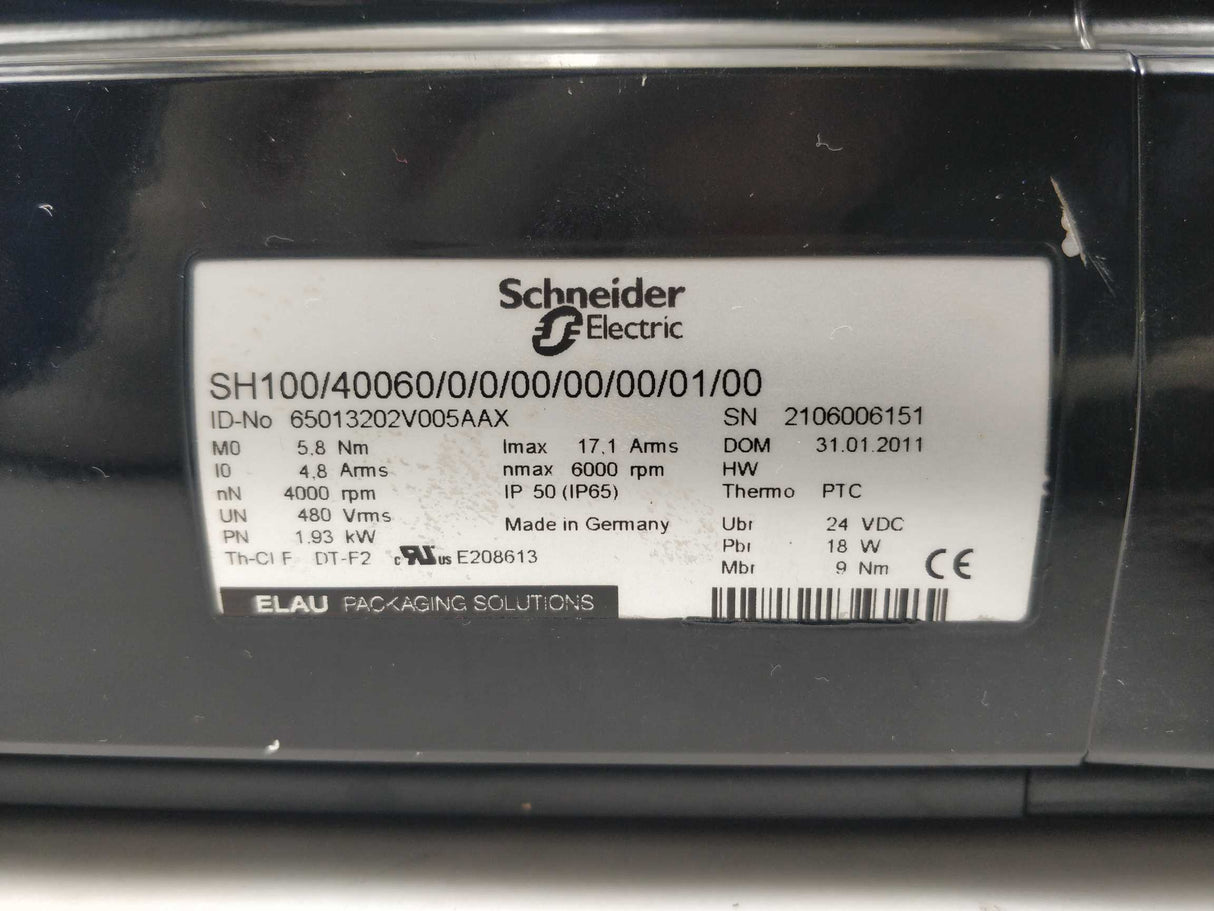 Schneider Electric SH100/40060/0/0/00/00/00/01/00 SERVO MOTOR