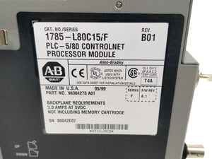 AB 1785-L80C15 Ser. F Rev. B01 PLC-5/80 W/ 1785-ENET Ser. A Rev. E01